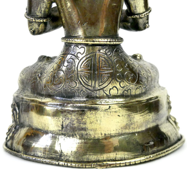 Statuette Vajradhara en laiton et cuivre Idole religieuse hindoue tibétaine (détail)