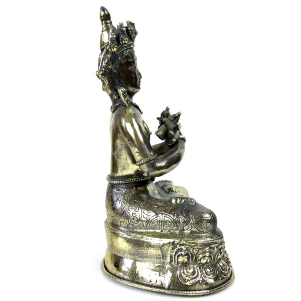 Statuette Vajradhara en laiton et cuivre Idole religieuse hindoue tibétaine (profil)