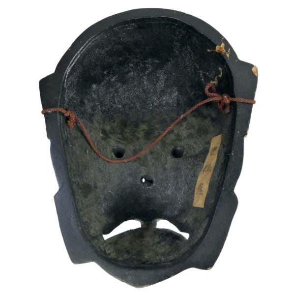 Masque Karura ancien en laque sèche du théâtre Gigaku Japon ère Shōwa (dos)