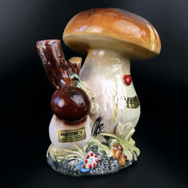 Bouteille champignons à liqueur Garnier en porcelaine Cèpes et sous-bois France (3/4)