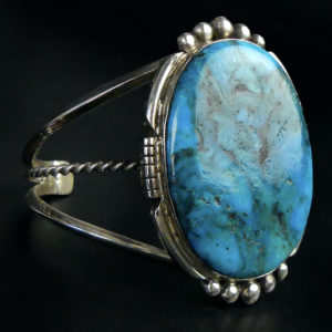 Grand bracelet Navajo turquoise et argent Bijou fabriqué à la main Arizona (3/4)
