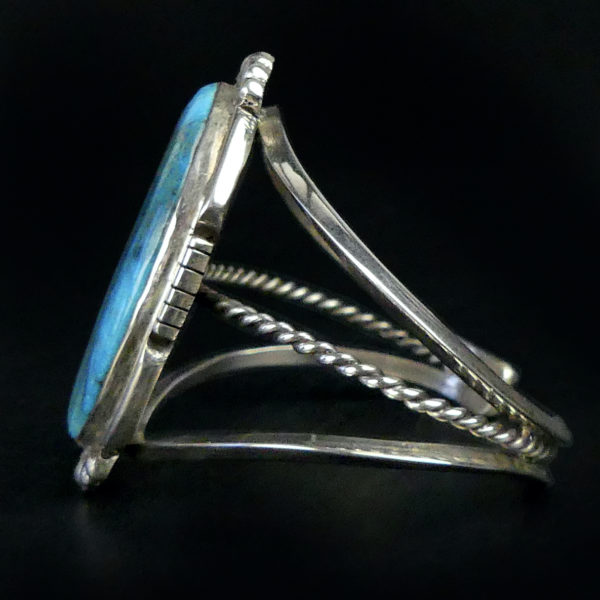 Grand bracelet Navajo turquoise et argent Bijou fabriqué à la main Arizona (profil)