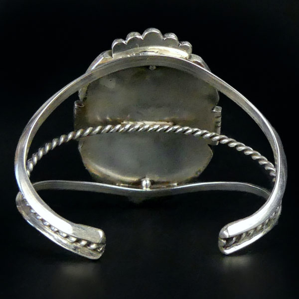 Grand bracelet Navajo turquoise et argent Bijou fabriqué à la main Arizona (dos)