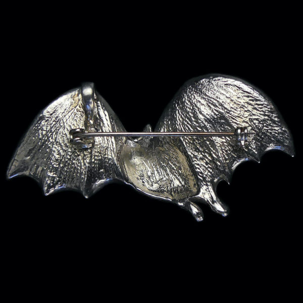 Broche pendentif chauve-souris en nacre et argent 925 Bijou fantaisie artisanal (dos)