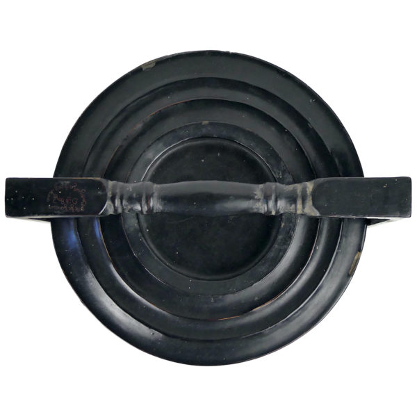 Jubako bento Myanmar ancien en bambou laqué rouge et noir Birmanie Mi-XXe (dessus)