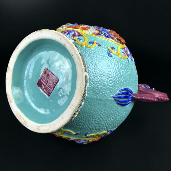 Vase aux dragons à double gourde porcelaine de Chine 1930 Sceau Qianlong (dessous 3/4)