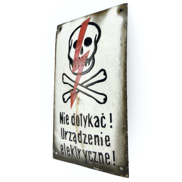 Plaque émaillée polonaise Danger de mort Haute-tension (3/4)