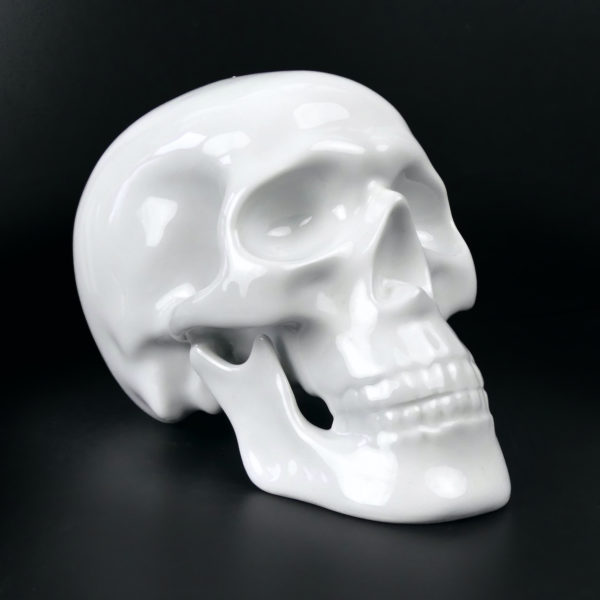 Crâne en porcelaine blanche émaillée Échelle 1:1 Vanité Memento mori (3/4)
