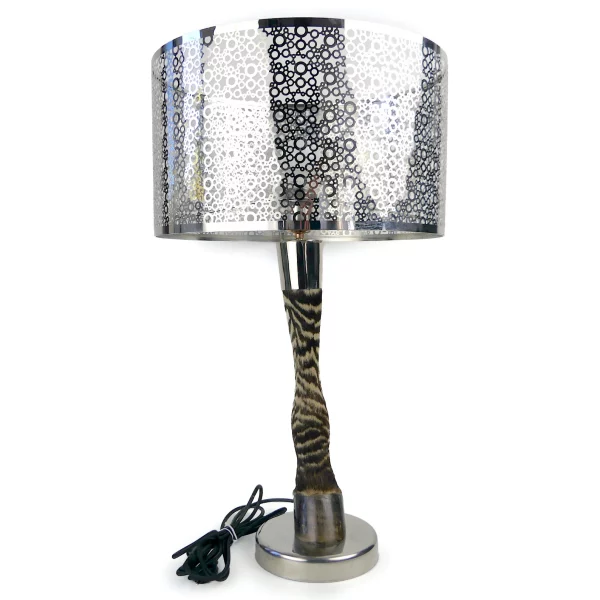 Grande lampe zèbre sur socle et abat-jour en métal Lampe design (face)