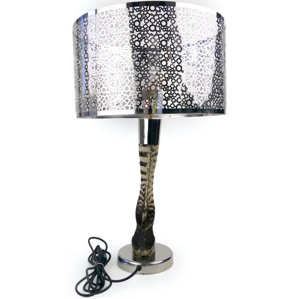 Grande lampe zèbre sur socle et abat-jour en métal Lampe design (dos)