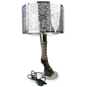 Grande lampe zèbre sur socle et abat-jour en métal Lampe design (profil)