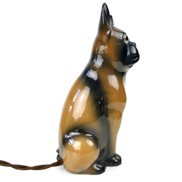 Veilleuse bouledogue en porcelaine du début XXe Déco rétro (profil)