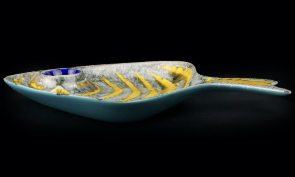 Plateau poisson tropical vintage en céramique italienne des années 60 (profil)