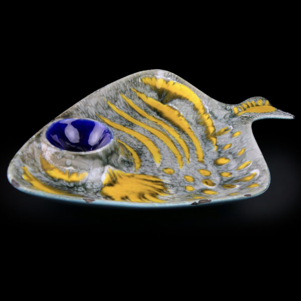 Plateau poisson tropical vintage en céramique italienne des années 60 (3/4)