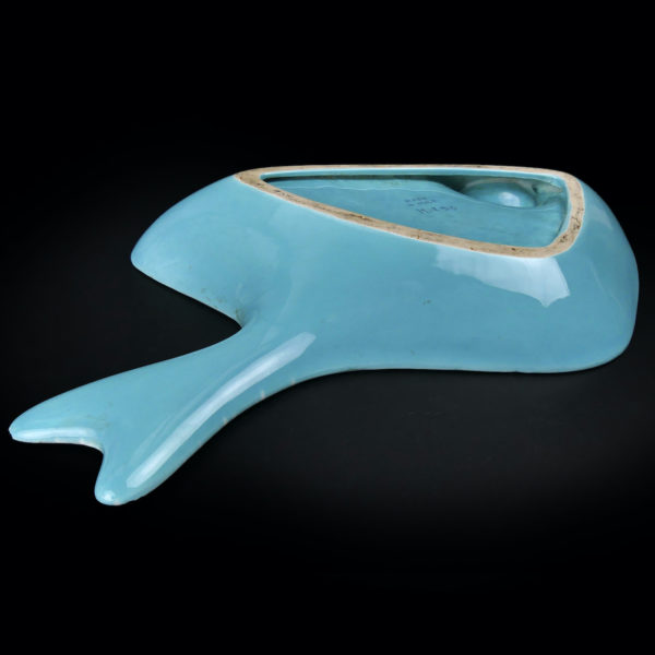 Plateau poisson tropical vintage en céramique italienne des années 60 (dessous 3/4)