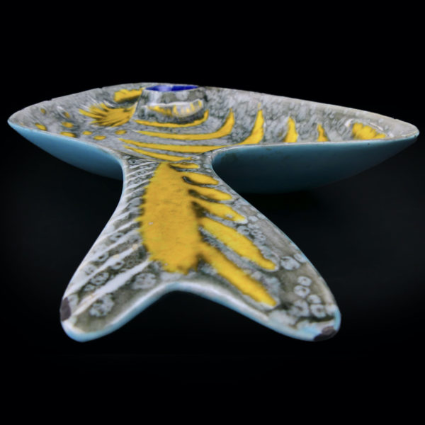 Plateau poisson tropical vintage en céramique italienne des années 60 (profil)