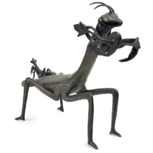 Mante religieuse droit ancienne en bronze patiné Art Nouveau Bronze animalier (3/4)