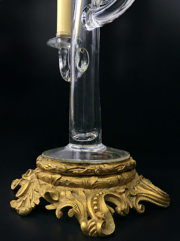 Grand chandelier soufflée bouche en verre de Murano et bronze doré Italie XIXe (détail)