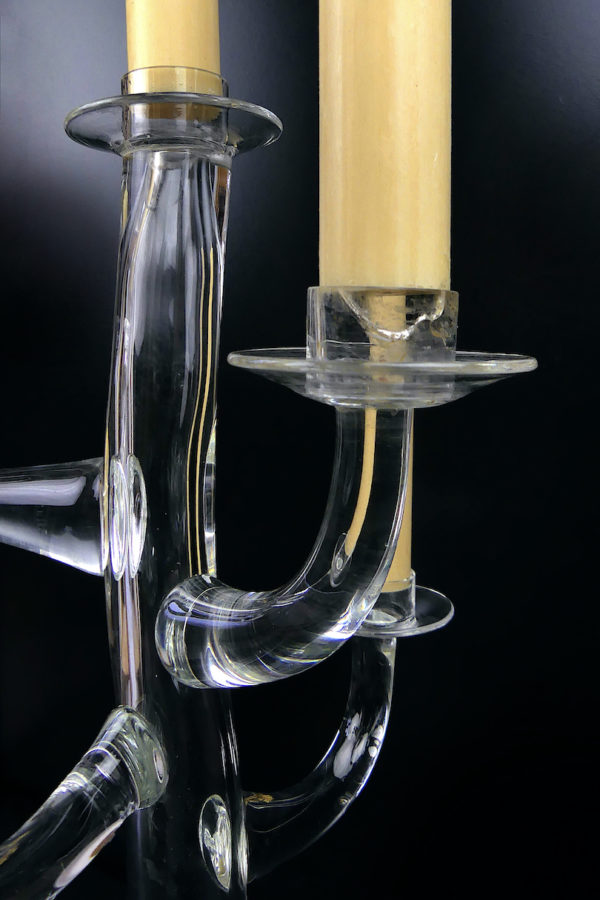 Grand chandelier soufflée bouche en verre de Murano et bronze doré Italie XIXe (détail)