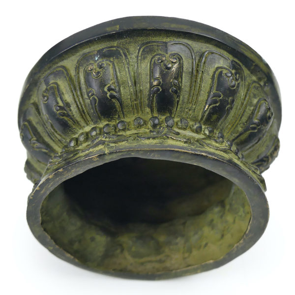 Petit encensoir dragon chinois en bronze doré Brûle-encens ancien fin XXe (3/4)