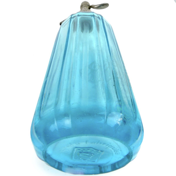 Siphon bleu en ouraline Carafe à eau de Seltz de 1938 Margaux France (dessous 3/4)