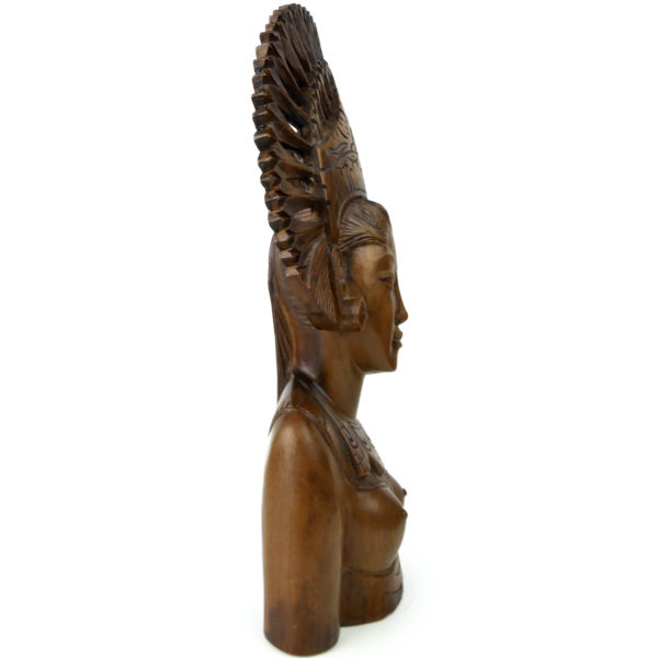 Buste Janger de danseuse balinaise sculpté en bois précieux Indonésie (profil)