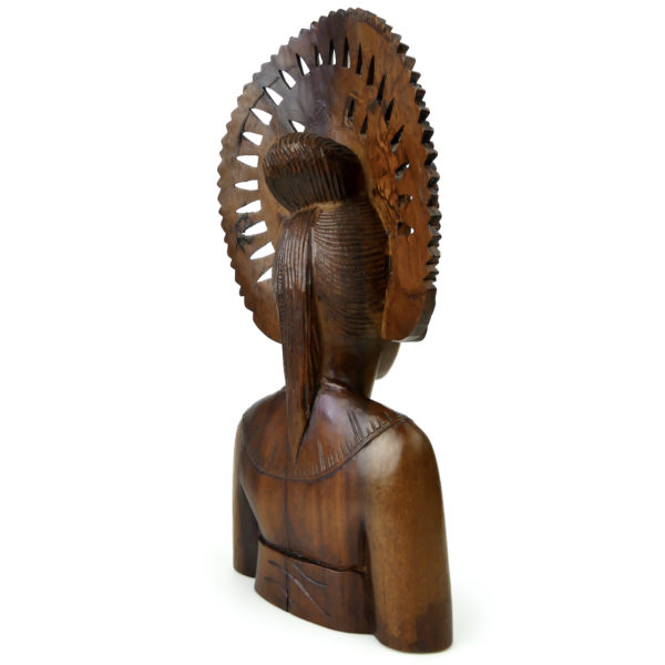 Buste Janger de danseuse balinaise sculpté en bois précieux Indonésie (3/4 dos)