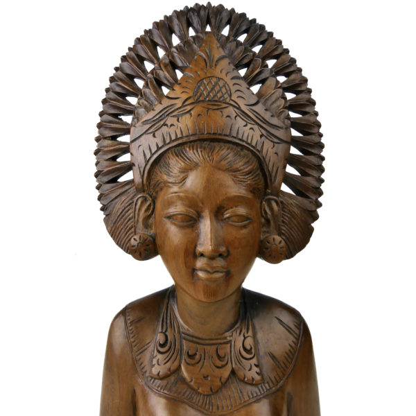 Buste Janger de danseuse balinaise sculpté en bois précieux Indonésie (face)