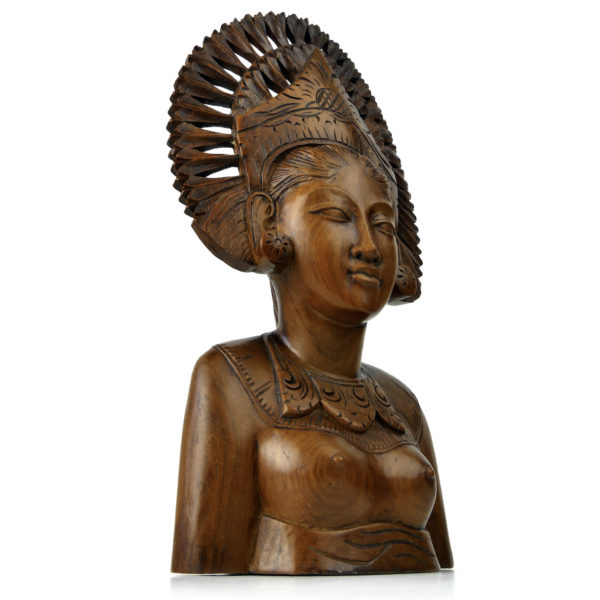 Buste Janger de danseuse balinaise sculpté en bois précieux Indonésie (3/4)