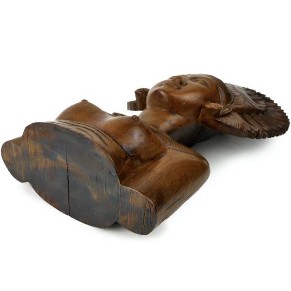 Buste Janger de danseuse balinaise sculpté en bois précieux Indonésie (dessous 3/4)