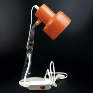 Lampe Space Age Szarvasi orange et acier chromé des années 70 (profil)