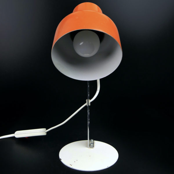 Lampe Space Age Szarvasi orange et acier chromé des années 70 (face)