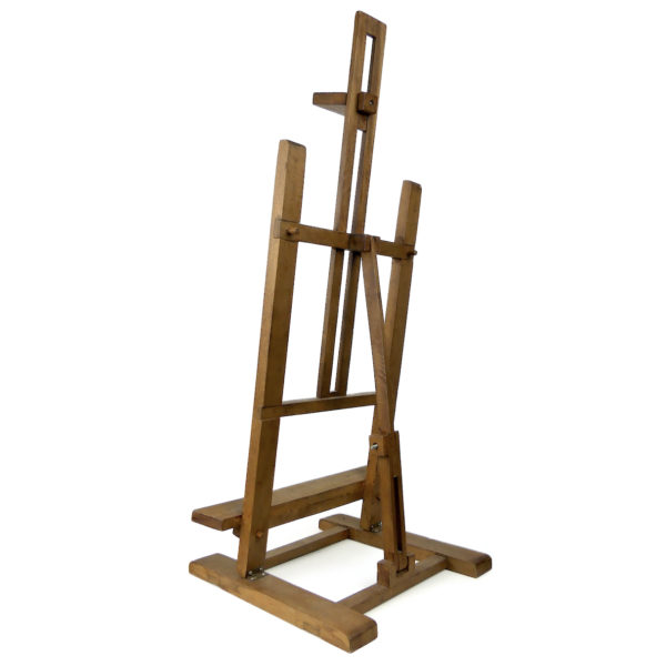 Chevalet de peintre pliant ancien en bois (3/4 dos)
