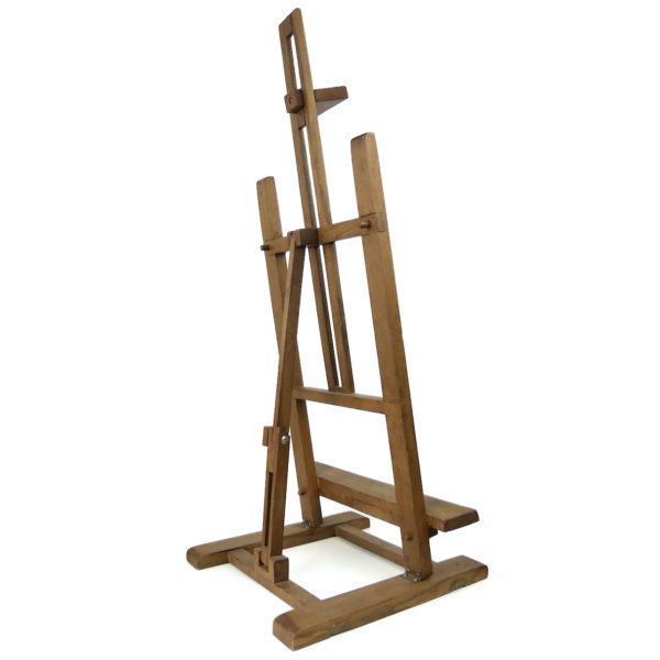 Chevalet de peintre pliant ancien en bois (3/4 dos)