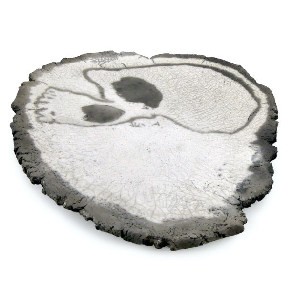 Coupelle vide-poches Raku Skull Céramique émaillée Raku-yaki (profil 3/4)