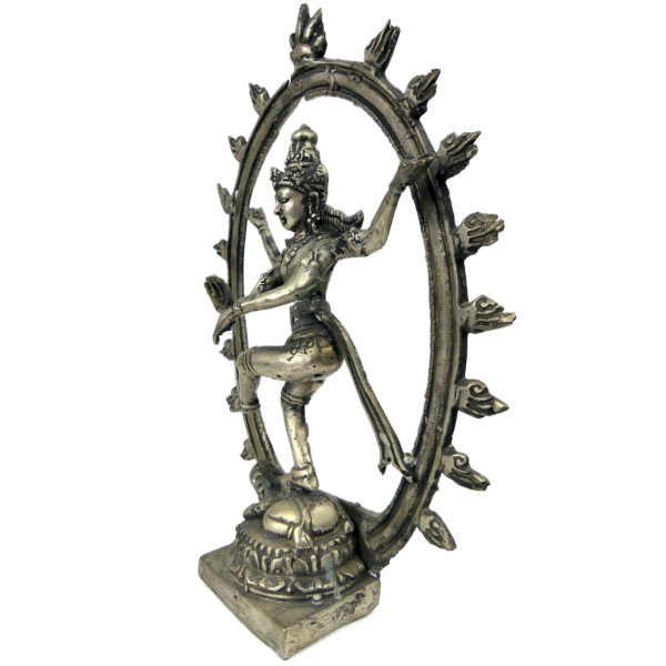 Statuette Shiva Nataraja dansant en métal argenté Idole religieuse hindoue (3/4)
