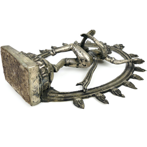 Statuette Shiva Nataraja dansant en métal argenté Idole religieuse hindoue (dessous 3/4)