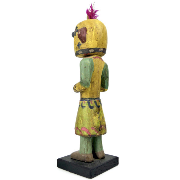 Poupée Kachina jaune aux petites oreilles plates en bois sculpté Culture Hopi (3/4 dos)