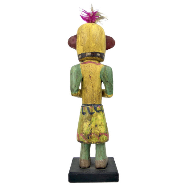 Poupée Kachina jaune aux petites oreilles plates en bois sculpté Culture Hopi (dos)
