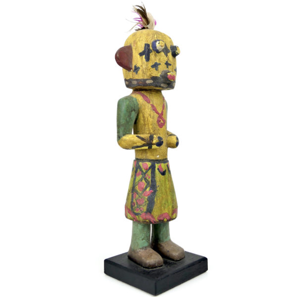 Poupée Kachina jaune aux petites oreilles plates en bois sculpté Culture Hopi (3/4)