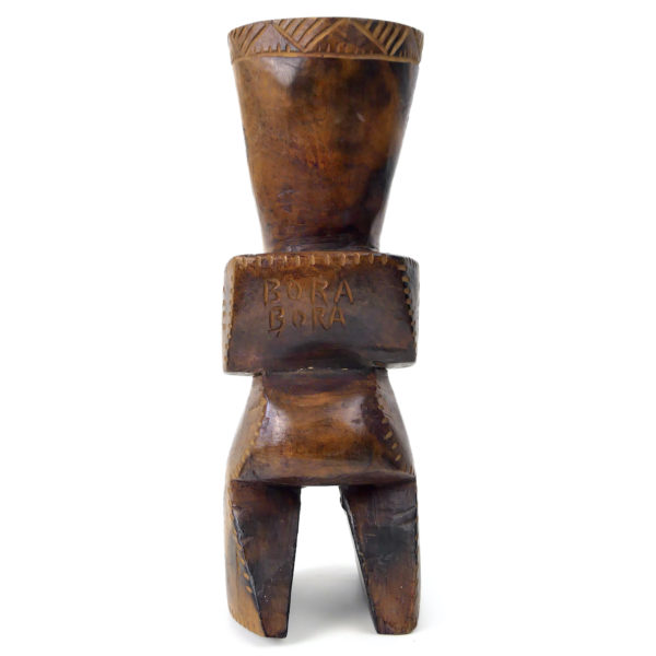 Tiki couronné polynésien de 1969 en bois de rose Miro à belle patine Bora Bora (dos)