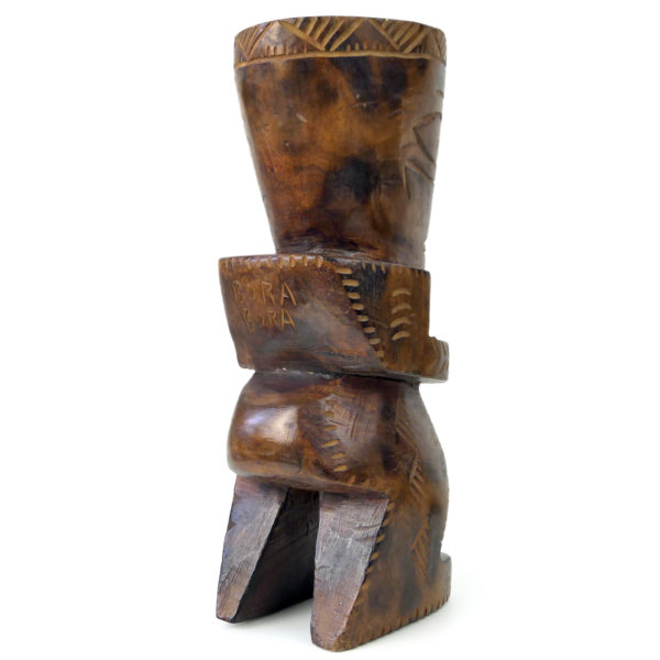 Tiki couronné polynésien de 1969 en bois de rose Miro à belle patine Bora Bora (3/4 dos)