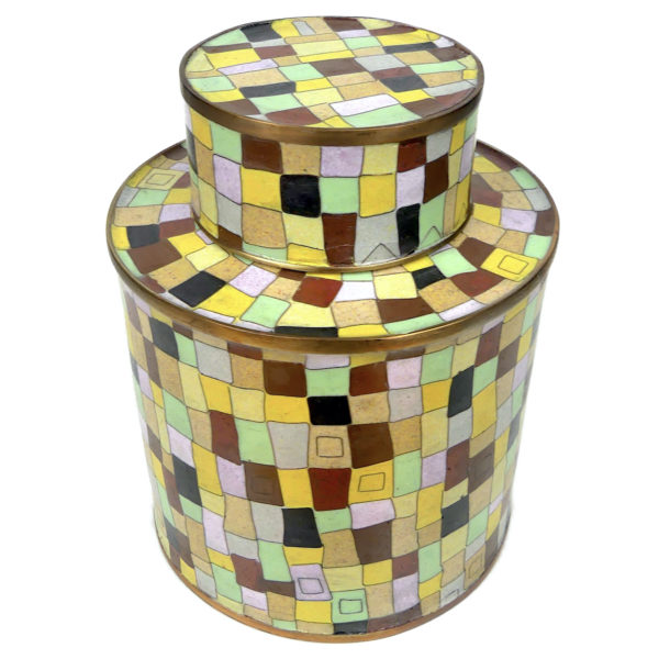 Pot cloisonné mosaïque multicolore - Fabienne Jouvin Paris (dessus 3/4)