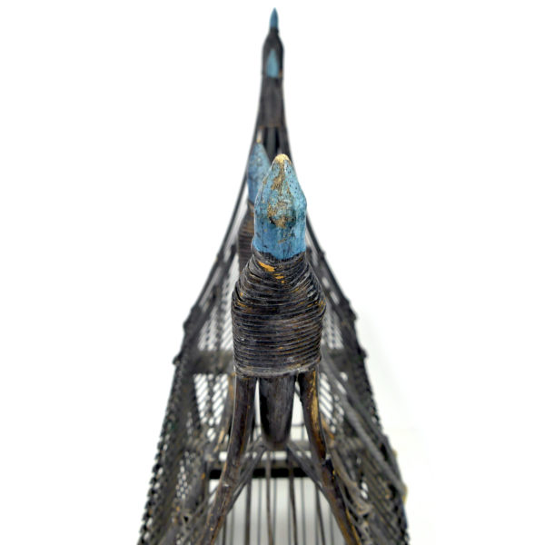 Grande cage à oiseaux thaïlandaise ancienne et rare fabriquée à la main (détail)