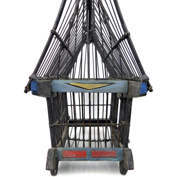 Grande cage à oiseaux thaïlandaise ancienne et rare fabriquée à la main (détail)