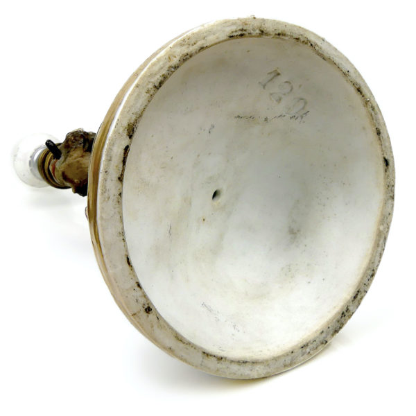 Lampe de table Singe fumant en céramique peinte Lampe ancienne de collection (dessous)