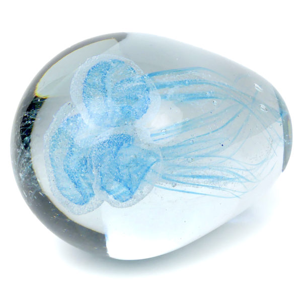 Grande sulfure 3 méduses bleues en verre transparent Déco vintage (dessus 3/4)