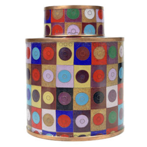 Pot à thé mosaïque et cercles multicolores Cloisonné Fabienne Jouvin (face)