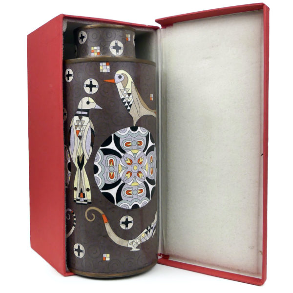 Pot à thé lézards et oiseaux en cloisonné brun Fabienne Jouvin Paris (coffret)