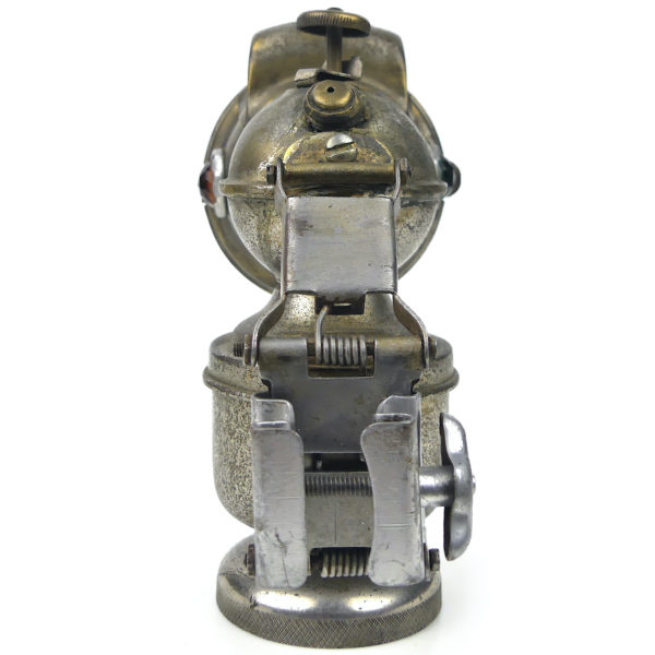 Lampe à carbure acétylène ancienne LUXOR en laiton nickelé pour bicyclette (dos)